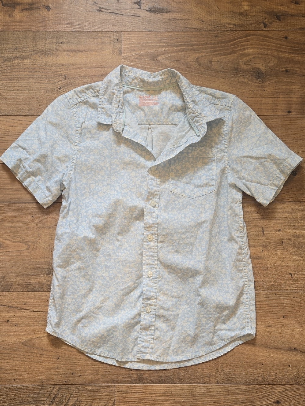 Cat & Jack Pale Blue Floral Short-Sleeve Button-Up Shirt
